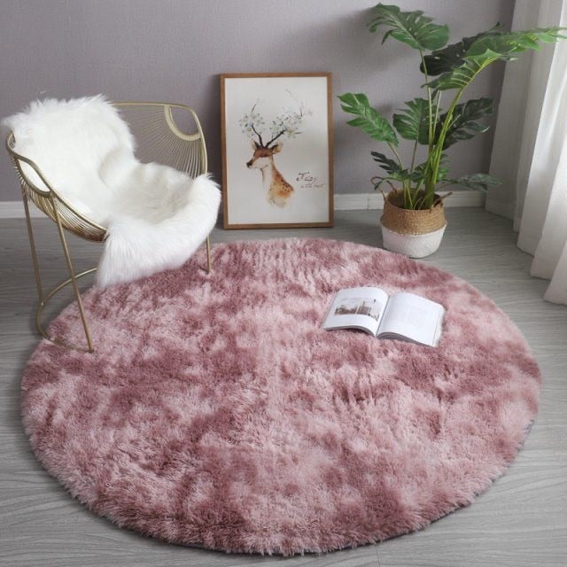 Plush Round Rug White Children Carpets for Living Room Home Decor Soft Kid Bedroom FloorPlay Mat Baby Room Fluffy Cute Rug