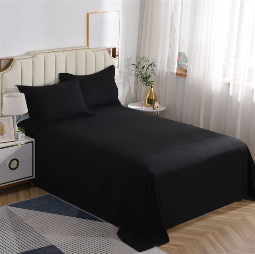 1pc Cotton Flat Sheet 19Solid Color Luxury Bed Sheets Soft Comfortable Bedsheet Single Queen King Size Bed Linens High Quality