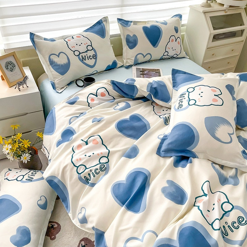 Vintage Checkerboard Bedding Coffee Blue Soft Single Full Queen Size Boys Girls Duvet Cover No Filler Flat Sheet Pillowcases Kit