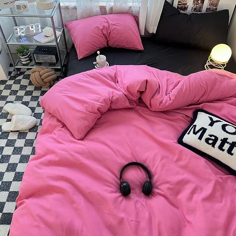 Nordic Duvet Cover Flat Sheet Pillowcases Set Solid Color Twin Queen Size Ins Style Bed Linen Boys Girls Bedding Home Textile
