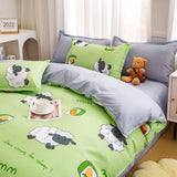 Grey Bedding Set Soft Duvet Cover Flat Sheet Pillowcase Bed Linens Single Full Dormitory Bedroom Home Textile