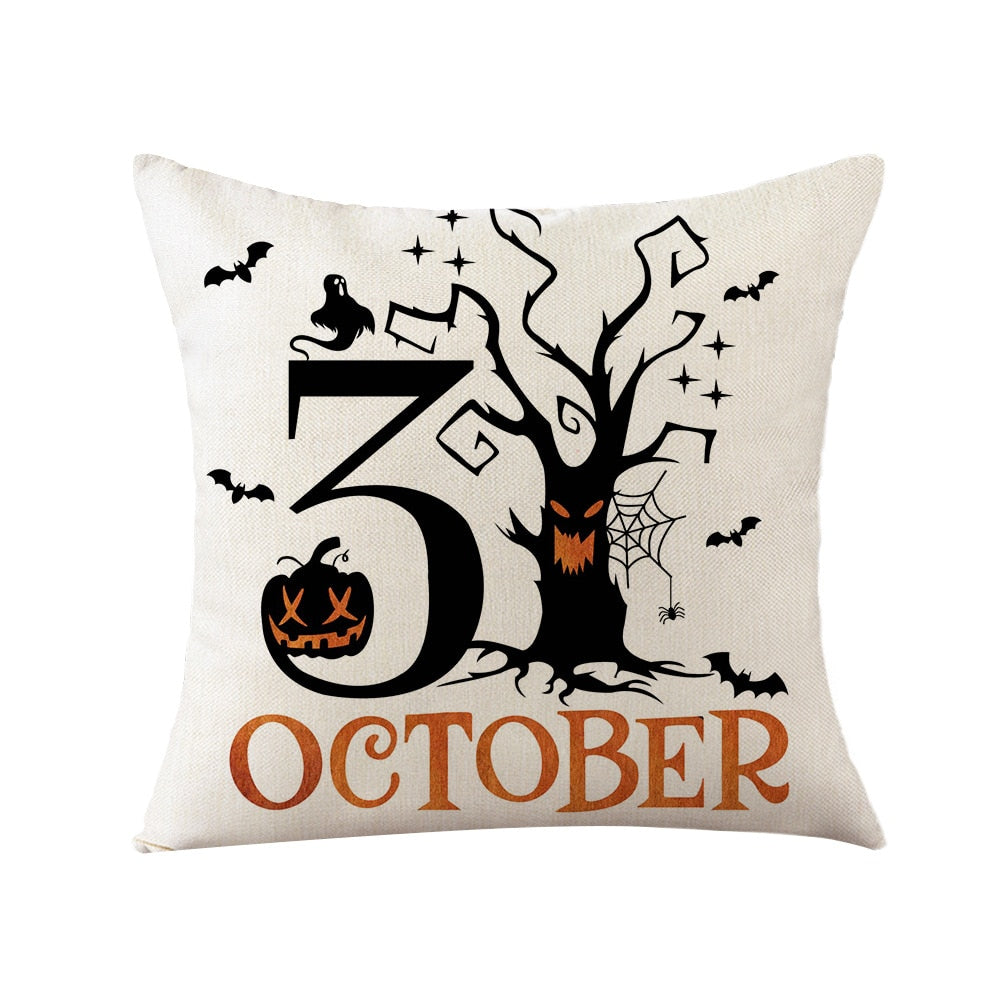 Qfdian halloween decorations Halloween Decoration Pillow Cover Decorative Halloween Square Pillowcase Soft Solid Cushion Case for Sofa Bedroom Car Home Decor