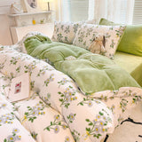 Soft Duvet Cover Flat Sheet Pillowcases Set Warm Short Plush Double Queen Size Bedding Boys Girls Cute Home Textile