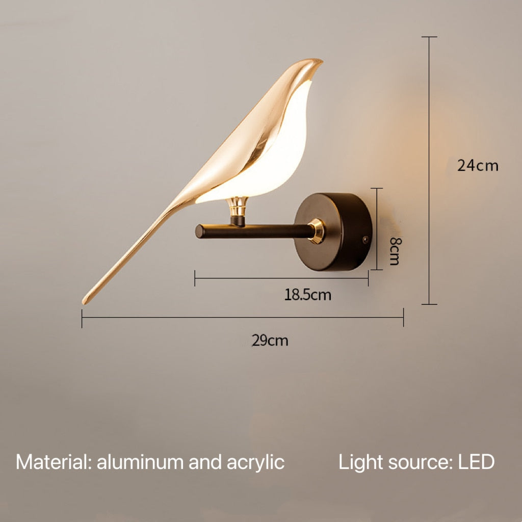 Luxury Creative Modern Magpie Wall Lamp Bedroom Bedside Staircase Living Room Background Wall Bird Sconce Light Fixture Lighting