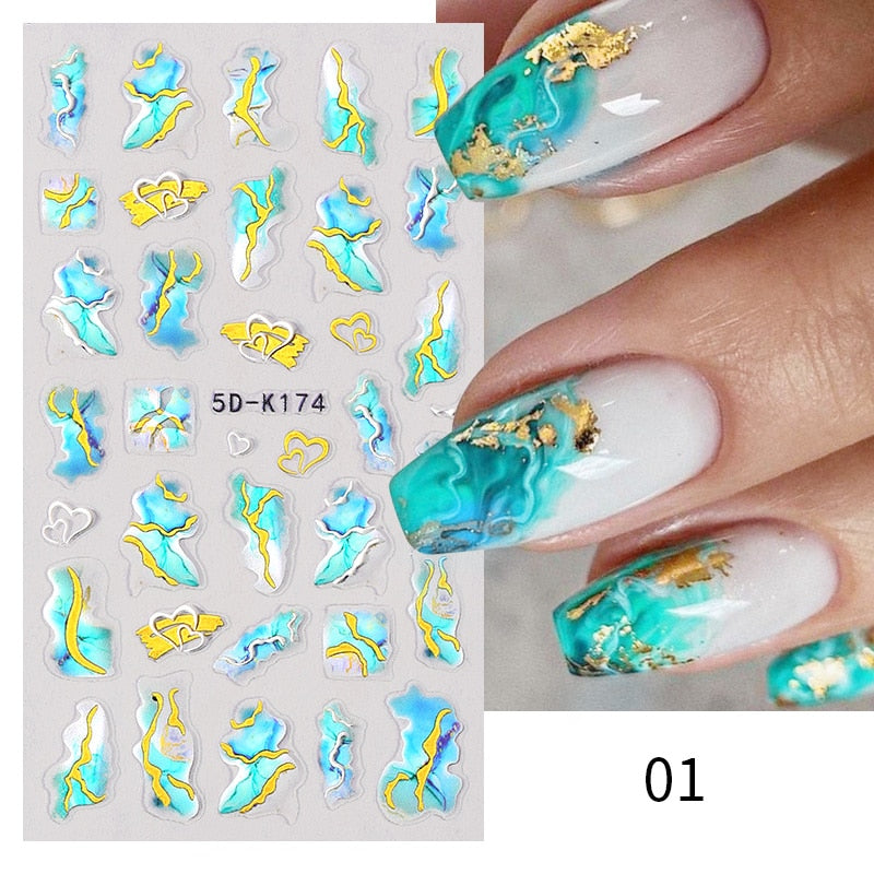 Qfdian christmas decor ideas nightmare before christmas 1PC 5D Nail Stickers Winter Santa Claus Self-Adhesive Slider Nail Art Decorations Christmas Snow Decals Manicure Accessories