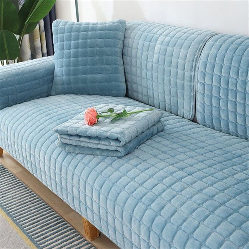 Thicken Plush Sofa Cover Non-Slip Couch Cover Cushion Slipcover For Living Room Multi-sizes Velvet Fleece Furniture Protector