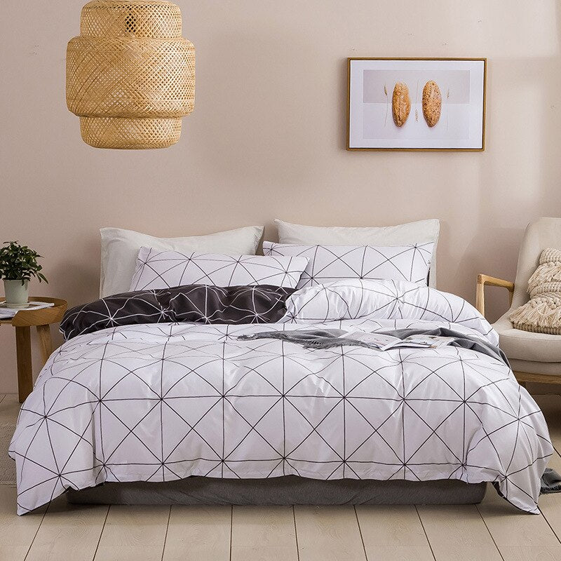 Modern Geometric Print Queen Bedding Set Soft Comfortable King Size Duvet Cover Set Cheap and Durable Single Double Bedding Sets