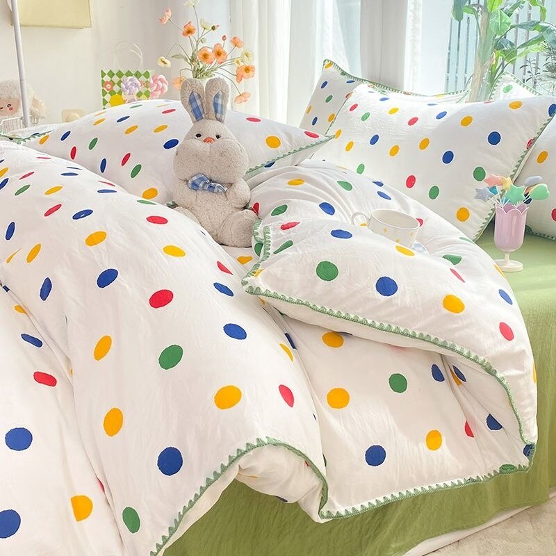 Ins Flower Bedding Sets Floral Summer Duvet Cover With Flat Sheet For Girls Woman Deocr Bedroom