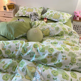 Cute Strawberry Duvet Cover Flat Sheet with Pillowcases Floral Twin Full Size Bear Rabbit Bed Linen Boys Girls Bedding Set