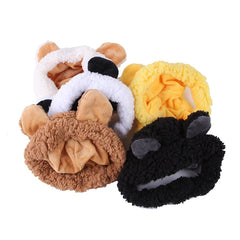 Qfdian Pet Outfits Cute Bear Shaped Hat for Cat Christmas Protective Pet Dogs Cosplay Head Wear York Solid Color Winter Kitten Costume Accessories