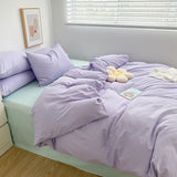Nordic Ins Style Bedding Sets Solid Color Single Double Queen Size Duvet Cover Flat Sheet Pillowcases Hotel Home Bed Linen
