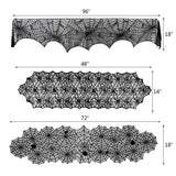 Qfdian halloween decorations halloween costumes halloween giftBat Table Runner Black Spider Web Lace Tablecloth Fireplace Curtain for Halloween Party Home Decoration Horror Props