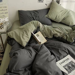 Solid Blue Duvet Cover Sheet 2023 New Twin Full Size Boys Girls Bed Linen Grey Green Bedding  Grey  Sheet Duvet Cover