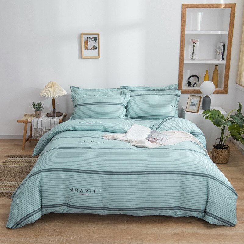 Qfdian Beddings Sets New Cotton Four-piece Set Thickened Brushed Bedding School Dormitory Three-piece Bedding Set Luxury Bed Linen