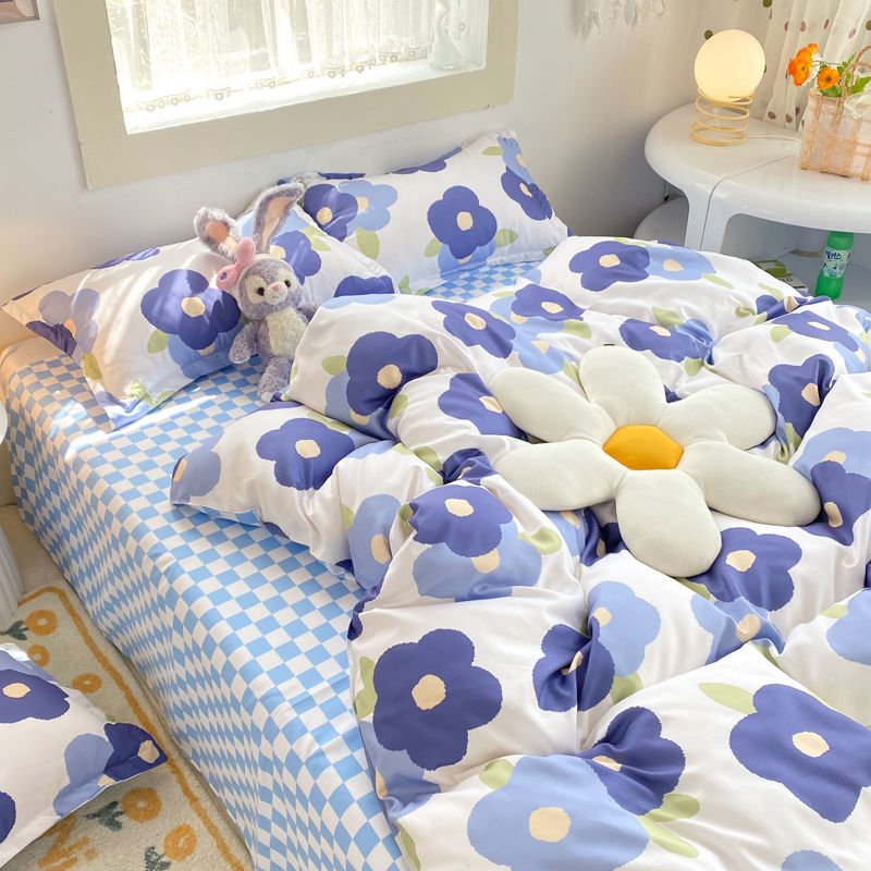 Cute Bear Bedding Set Single Twin Queen Size Ins Style Duvet Cover Flat Sheet Pillowcases Boys Girls Gift Home Textile