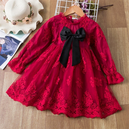 Qfdian christmas decor ideas nightmare before christmas Kids Dresses For Girls Autumn Long Sleeve Cute Baby Fall Clothes Elegant Child Birthday Wedding Party Princess Dress