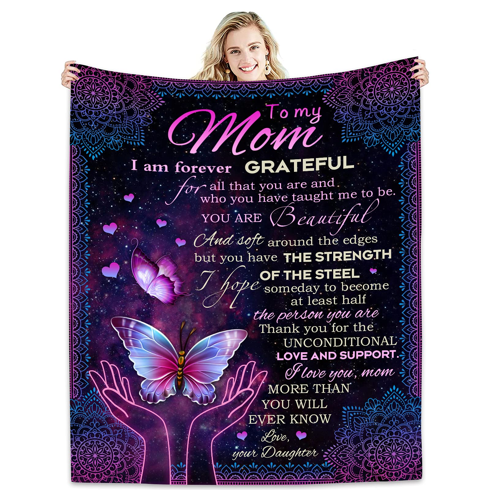 Mother's Day Gifts for Mom, Throw Blanket to My Mom from Daughter Son, Birthday Gifts for Mom,, Soft Bed Flannel Mother Blanket