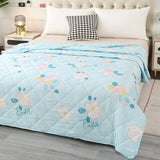 Flowers Single Double Summer Quilt Comfortable Air-Permeable Summer Blanket Machine Washable Quilted Comforter for Bed Quilts