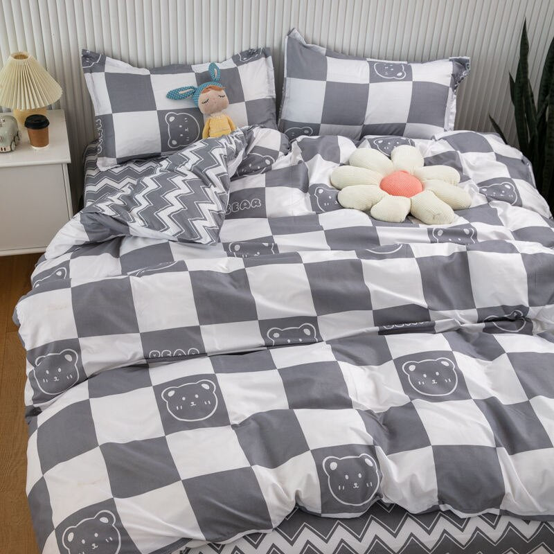 INS Cartoon Rabbit Bedding Set Strawberry Flower Quilt Cover For Kids Girls Bedspread Decor Home Single Double Size