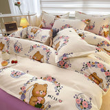 Spring Floral Bedding Set Fashion Single Queen Size Boys Girls Duvet Cover Flat Sheet Pillowcases No Filler Home Textile