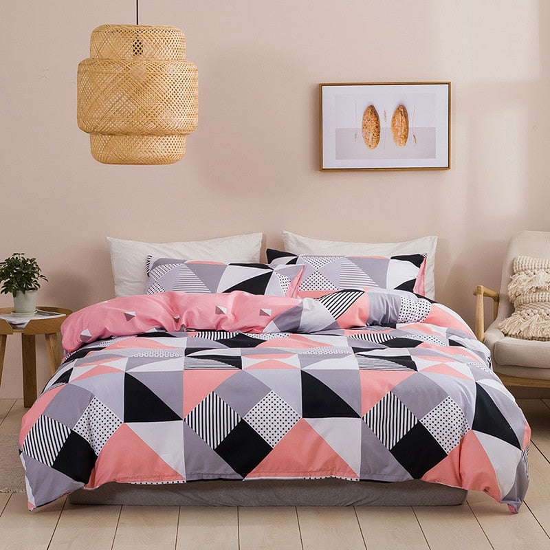 Modern Geometric Print Queen Bedding Set Soft Comfortable King Size Duvet Cover Set Cheap and Durable Single Double Bedding Sets