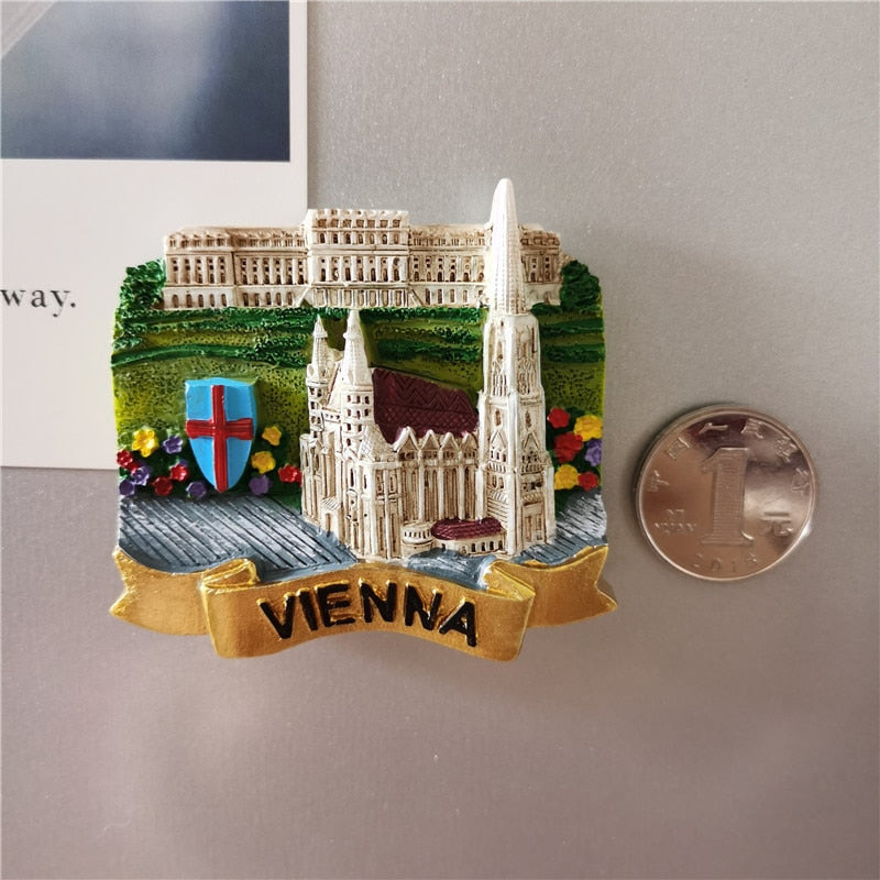 Qfdian home decor hot sale new Italia Pisa Roma Vienna Georgia British York Malta Budapest Mostar Egypt Antalya Columbia Fridge Magnet Sticker Tourist Souvenir