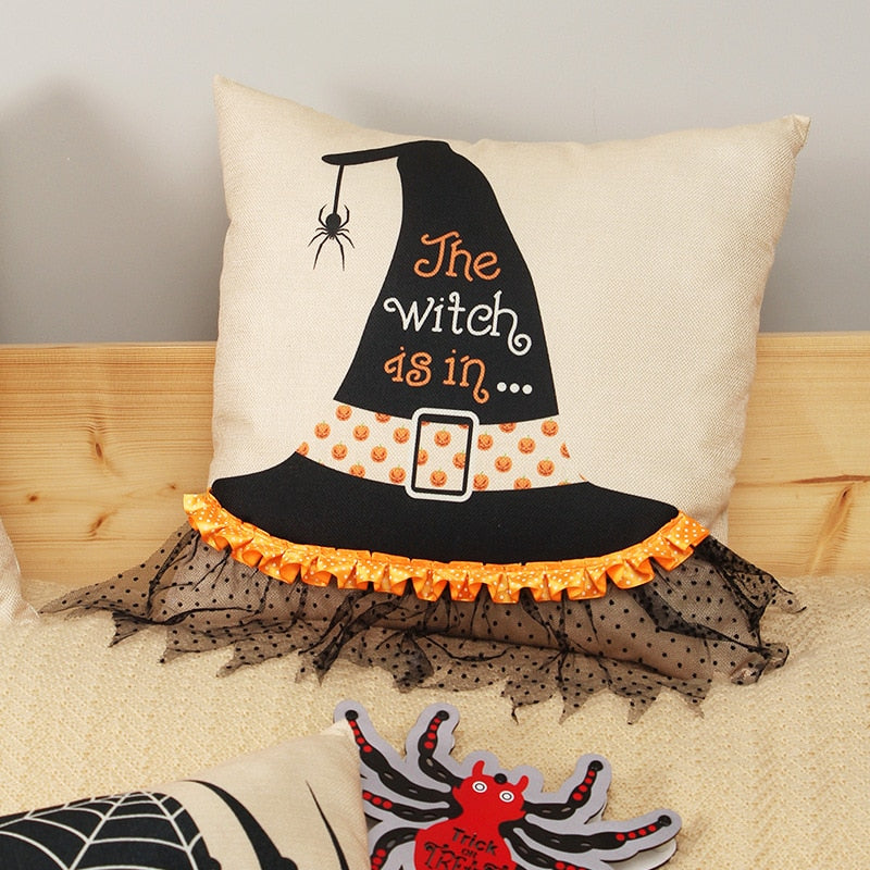 Qfdian halloween decorations Halloween Decoration Pillow Cover Decorative Halloween Square Pillowcase Soft Solid Cushion Case for Sofa Bedroom Car Home Decor