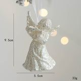 Qfdian christmas decor ideas nightmare before christmas Christmas White Glitter Angel Girl Pentagram Pendants Merry Christmas Tree Decorations For Home Xmas Ornaments Hanging Pendants