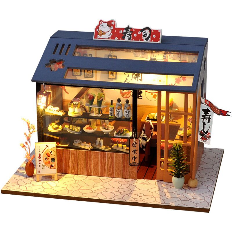 Qfdian DIY Dollhouse Wooden Miniature Doll House With Furniture Toys For Children Christmas Gift