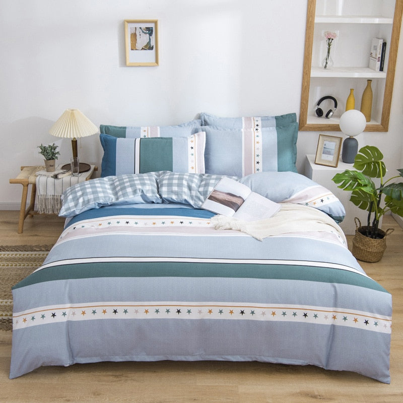 Qfdian Beddings Sets New Cotton Four-piece Set Thickened Brushed Bedding School Dormitory Three-piece Bedding Set Luxury Bed Linen