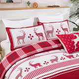 Qfdian halloween decorations halloween costumes halloween gift 3D Christmas Duvet Cover Set Double Queen King Reversible Red White Elk Reindeer Bedding Set Child Kids Christmas New Year Gift