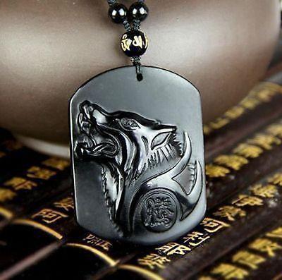 Black Wolf Obsidian Necklace