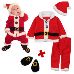 qfdian Good Quality Newborn  Clothes 4PCS Santa Claus Cosplay Costume Toddler Clothing Suit for Boys Girls Climbing Suit Christmas Suit