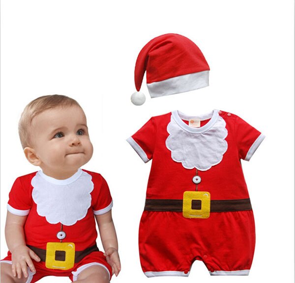 qfdian Good Quality Newborn  Clothes 4PCS Santa Claus Cosplay Costume Toddler Clothing Suit for Boys Girls Climbing Suit Christmas Suit