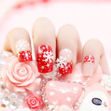 Qfdian Christmas 24Pcs Flat Top Fake Nails Artificial Nails For Lady Christmas False Nails New Design Daily Decoration For Manicure