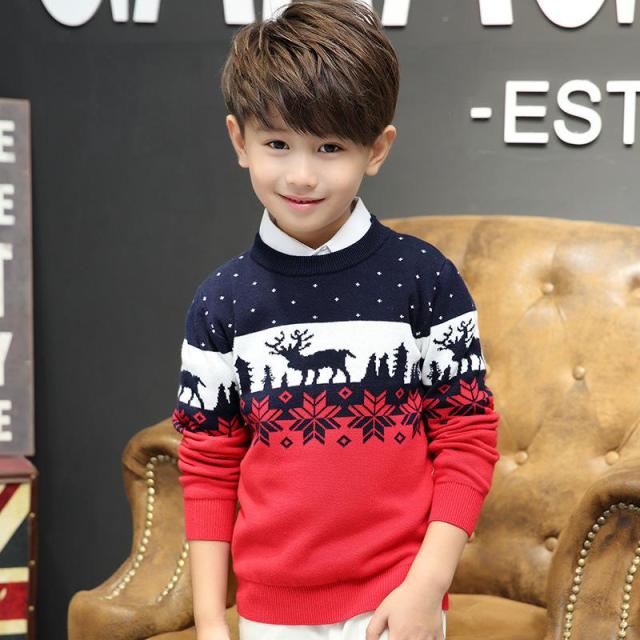 Qfdian Christmas decor ideas Baby Clothes Autumn Long Sleeve Cartoon Sweater Kids Boys Double Thickening Pullover Sweater Girl Knitted Sweater Christmas Tops