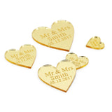 Qfdian Party decoration 100x Personalized Laser Engraved Love Hearts Centerpieces Gold / Silver Mirror / Wood Tags Wedding Party Table Decoration Favors