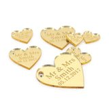 Qfdian Party decoration 100x Personalized Laser Engraved Love Hearts Centerpieces Gold / Silver Mirror / Wood Tags Wedding Party Table Decoration Favors