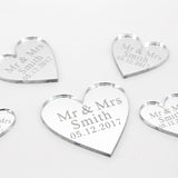Qfdian Party decoration 100x Personalized Laser Engraved Love Hearts Centerpieces Gold / Silver Mirror / Wood Tags Wedding Party Table Decoration Favors