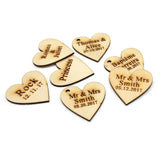 Qfdian Party decoration 100x Personalized Laser Engraved Love Hearts Centerpieces Gold / Silver Mirror / Wood Tags Wedding Party Table Decoration Favors