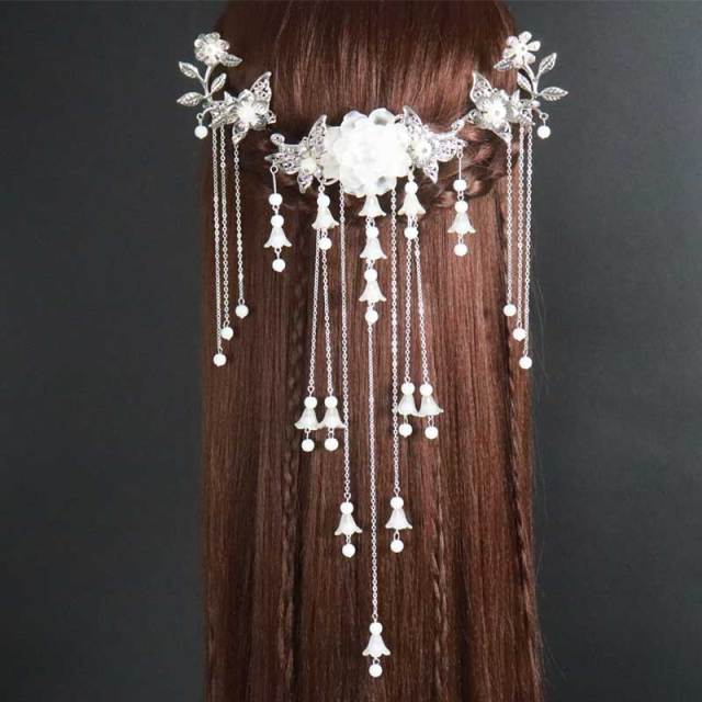 Qfdian wedding?decorations hot sale new Costume headdress hairpin of restoring hair clasp ancient classical decoration step shake tassel hanfu cos hair accessories