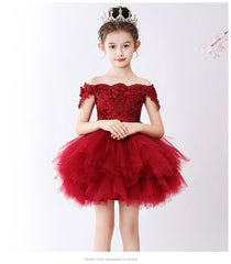 Qfdian Christmas decor ideas Long Trailing Flower Christmas Girl Dress Wedding Princess Tutu Party Events Dresses For Teenage Girl Dress Ceremonies Clothes