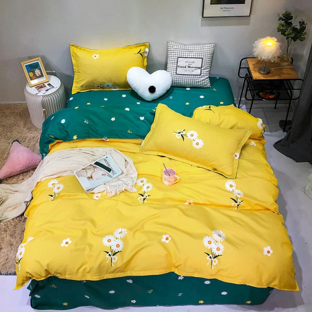 Qfdian Cozy apartment aesthetic Solstice Home Textile Cyan Cute Cat Kitty Duvet Cover Pillow Case Bed Sheet Boy Kid Teen Girl Bedding Covers Set King Queen Twin