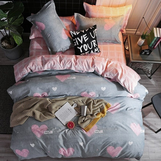 Qfdian Cozy apartment aesthetic Solstice Home Textile Cyan Cute Cat Kitty Duvet Cover Pillow Case Bed Sheet Boy Kid Teen Girl Bedding Covers Set King Queen Twin