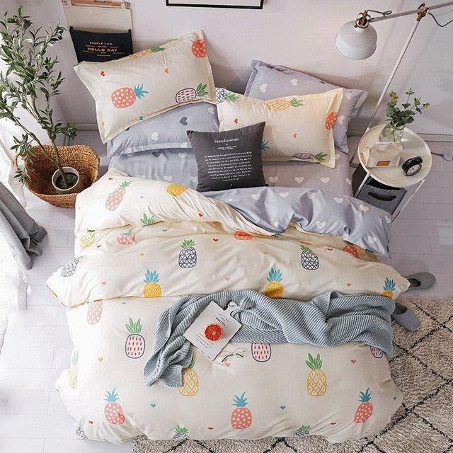 Qfdian Cozy apartment aesthetic Solstice Home Textile Cyan Cute Cat Kitty Duvet Cover Pillow Case Bed Sheet Boy Kid Teen Girl Bedding Covers Set King Queen Twin