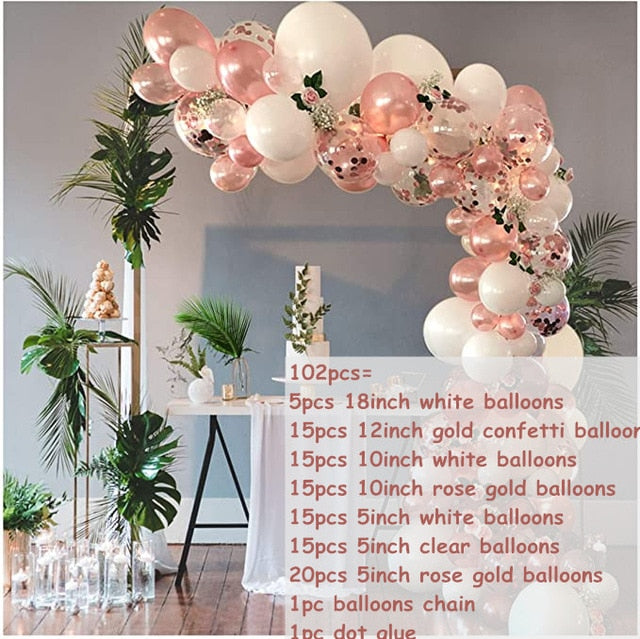 Qfdian Party decoration hot sale new Rose Gold Balloon Arch Garland Kit Clear Premium Latex Balloons Wedding Bridal Baby Shower Birthday Bachelorett Party Decor