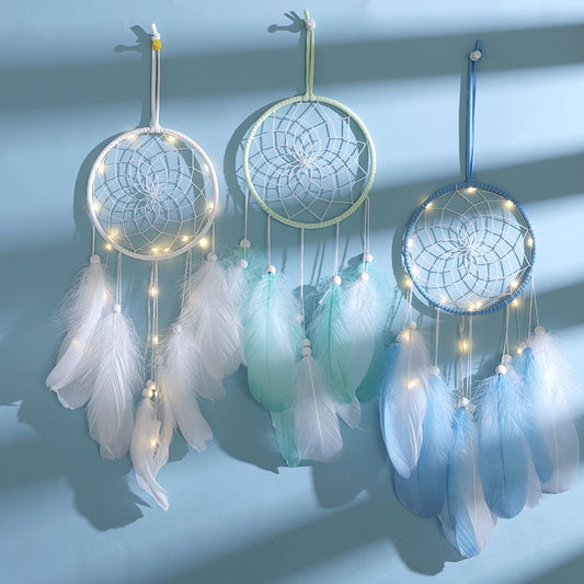 Qfdian valentines day gifts for her  Home decoration girl heart room pendant simple dream catcher small night light handmade lovely birthday gift Wedding decoration