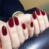 Qfdian valentines day gifts for her  24Pcs Elegant Wine Red Christmas New Year Fake Nails Press on Nail Artificial Nail Tips with Glue Sticker Faux Ongles Unhas Gift