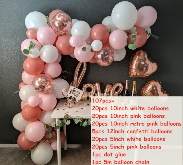 Qfdian Party decoration hot sale new Rose Gold Balloon Arch Garland Kit Clear Premium Latex Balloons Wedding Bridal Baby Shower Birthday Bachelorett Party Decor