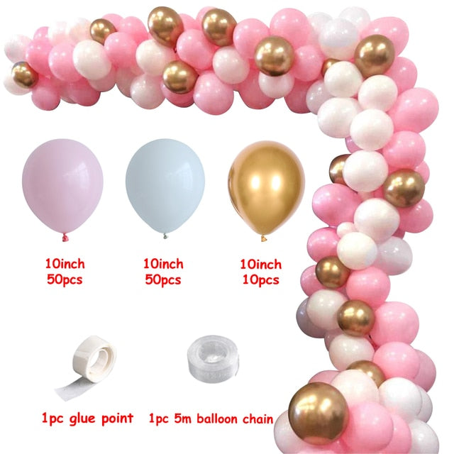 Qfdian 112pcs Balloon Garland Arch Kit Pink White Gold Latex air Balloons DIY Wedding Birthday Party Decor Ballons Garland supplies